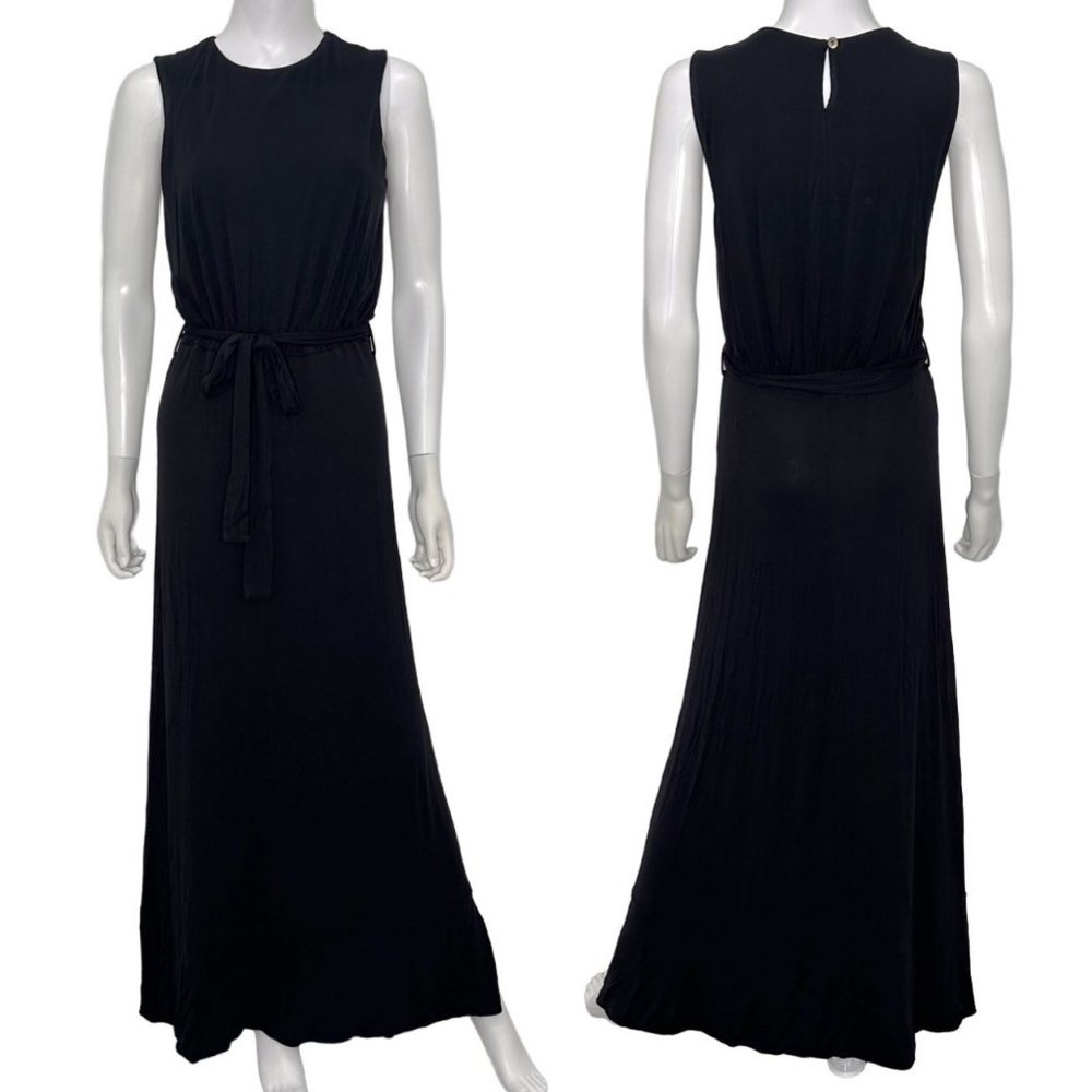 Melissa Odabash Tie Waist Viscose Casual Everyday Maxi Dress in Black Size S